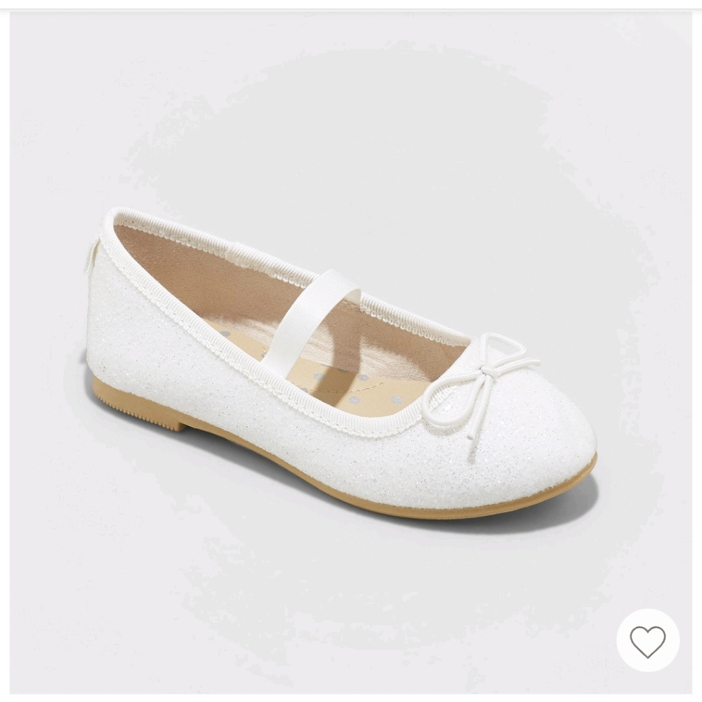 Cat & Jack Toddler Slip-On Sparkle White Ballet Flats